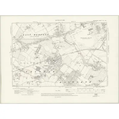 1912 Map of Middlesex XX.SW, 1920 Print