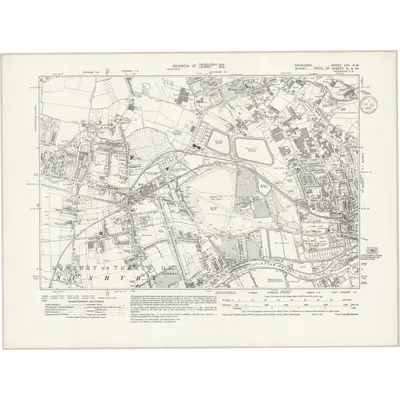 1934 Map of Middlesex XXV.NW, 1939 Print