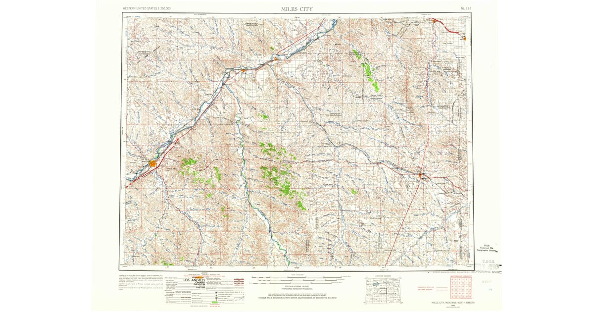 Old Maps of Ismay MT for Metal - Miles City Custer County Mt Usgs Topo 1953 P1966 Og 1200x630