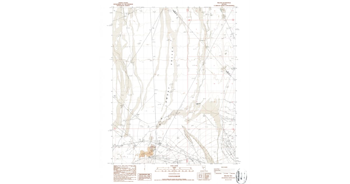 1987 Map of Millers, Esmeralda County, NV — High-Res | Pastmaps