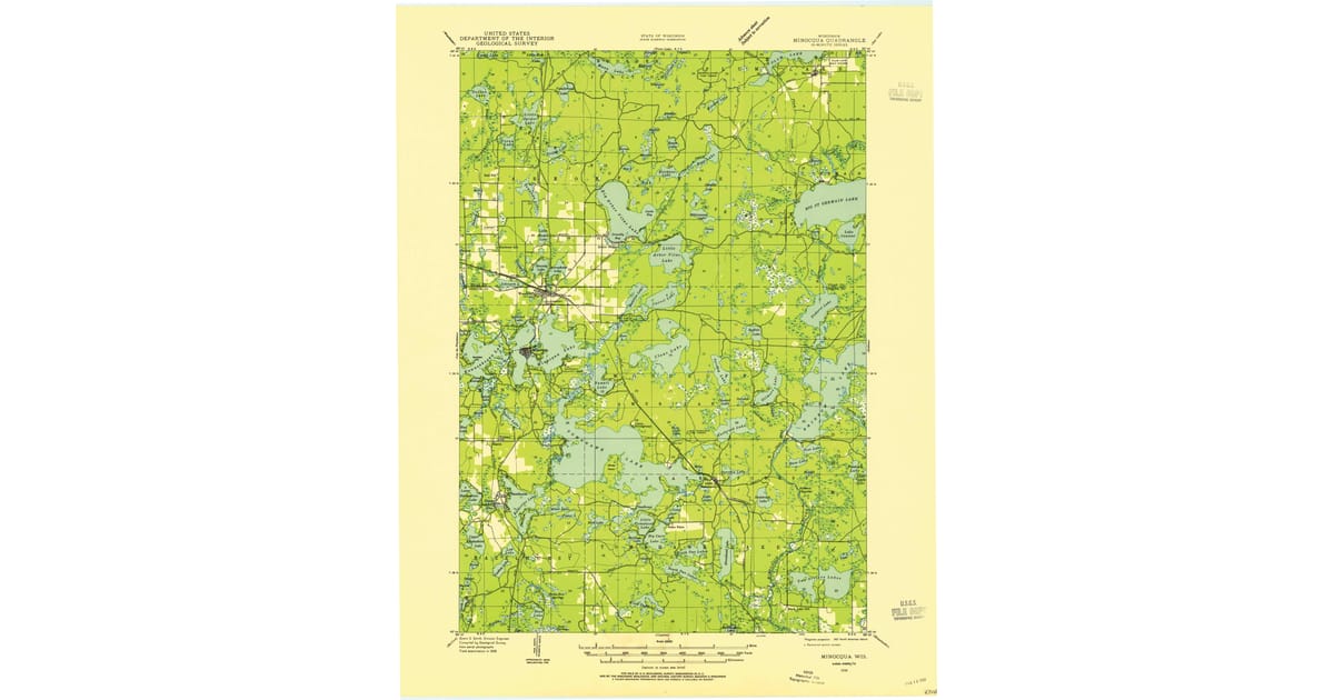 Old Maps of Lake Tomahawk WI for - Minocqua Oneida County Wi Usgs Topo 1938 P1955 Og 1200x630