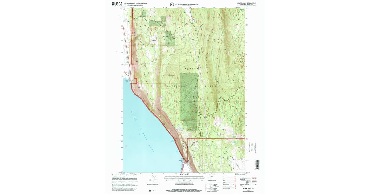 1998 Map of Modoc Point, Klamath County, OR — High-Res | Pastmaps
