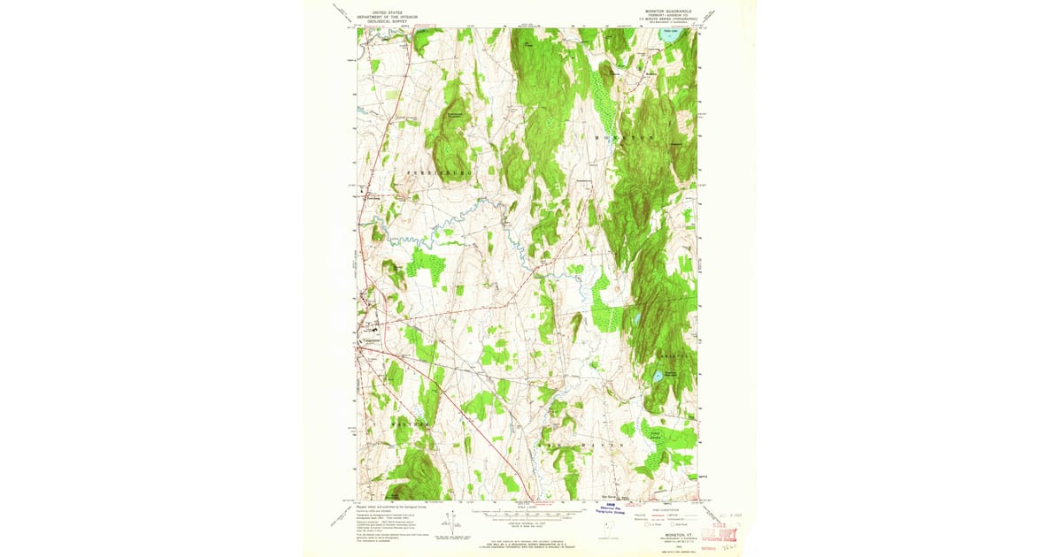 1963 Map of Monkton, Addison County, VT — High-Res | Pastmaps