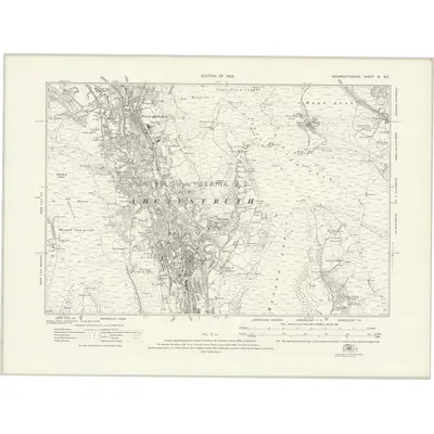 1915 Map of Monmouthshire XI.SE, 1922 Print