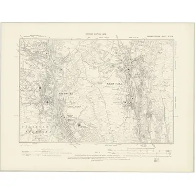 1899 Map of Monmouthshire XI.SW, 1902 Print