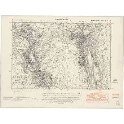 1948 Map of Monmouthshire XI.SW, 1953 Print