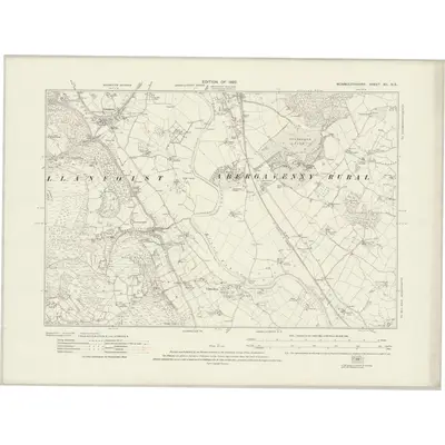 1916 Map of Monmouthshire XII.NE, 1922 Print