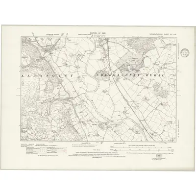 1916 Map of Monmouthshire XII.NE, 1936 Print