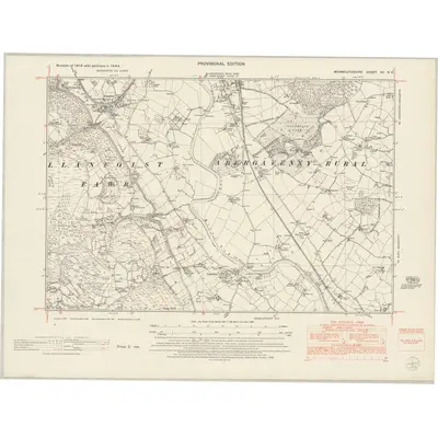 1944 Map of Monmouthshire XII.NE, 1953 Print