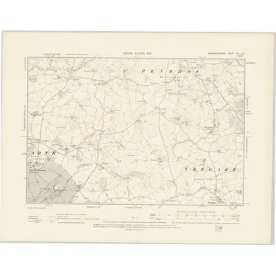 1900 Map of Monmouthshire XIII.NE, 1902 Print