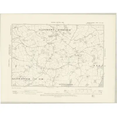 1899 Map of Monmouthshire XIII.NW, 1902 Print
