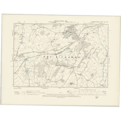 1900 Map of Monmouthshire XIV.SW, 1902 Print