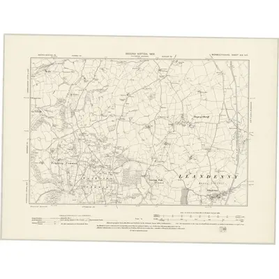 1900 Map of Monmouthshire XIX.NE, 1902 Print