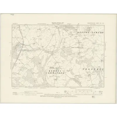 1899 Map of Monmouthshire XIX.NW, 1902 Print