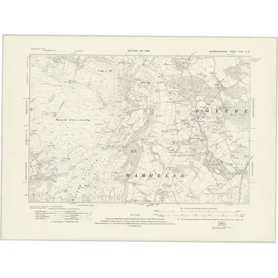 1917 Map of Monmouthshire XVIII.NE, 1922 Print