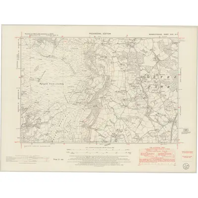 1949 Map of Monmouthshire XVIII.NE, 1954 Print