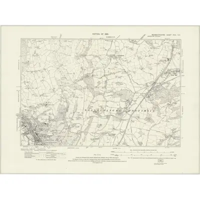 1917 Map of Monmouthshire XVIII.SE, 1922 Print