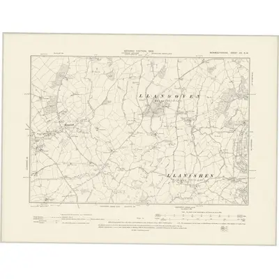 1900 Map of Monmouthshire XX.NW, 1902 Print