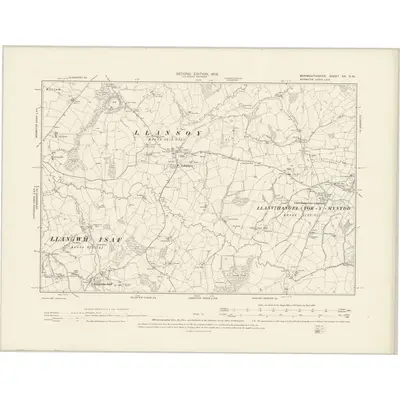 1899 Map of Monmouthshire XX.SW, 1902 Print