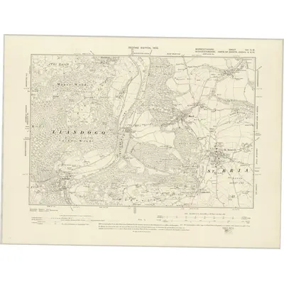 1900 Map of Monmouthshire XXI.NW, 1903 Print