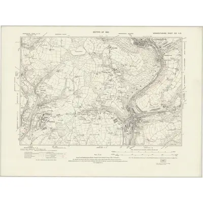 1916 Map of Monmouthshire XXII.NE, 1922 Print