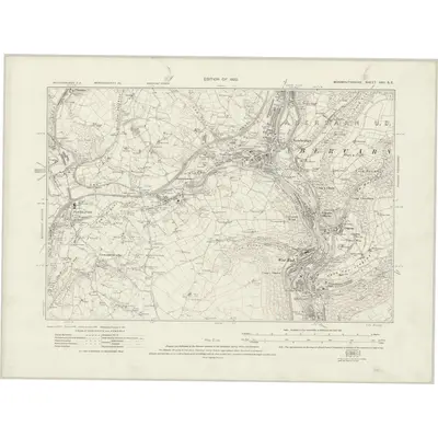 1916 Map of Monmouthshire XXII.SE, 1922 Print