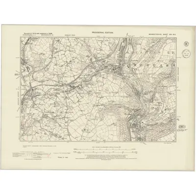 1938 Map of Monmouthshire XXII.SE, 1945 Print
