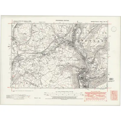 1938 Map of Monmouthshire XXII.SE, 1947 Print