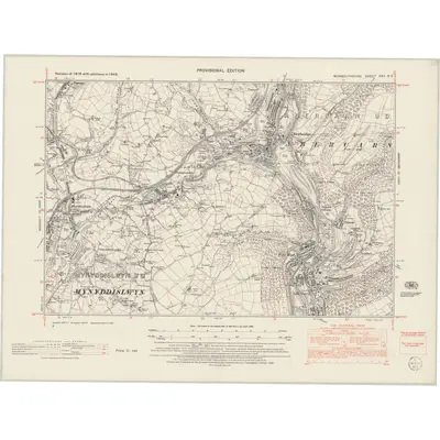 1948 Map of Monmouthshire XXII.SE, 1953 Print