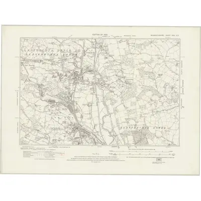 1917 Map of Monmouthshire XXIII.SE, 1922 Print