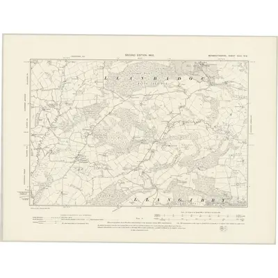 1899 Map of Monmouthshire XXIV.NW, 1902 Print