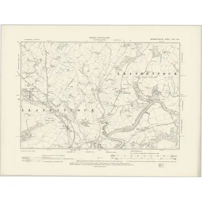 1899 Map of Monmouthshire XXIX.NW, 1902 Print