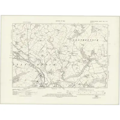 1917 Map of Monmouthshire XXIX.NW, 1922 Print