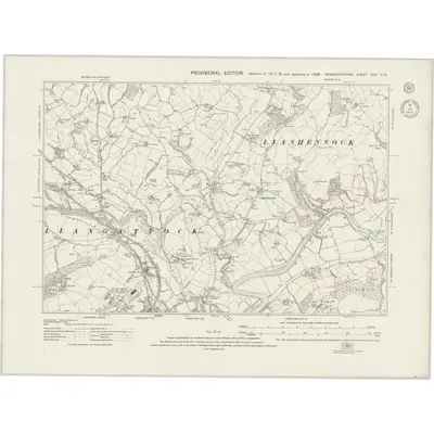 1938 Map of Monmouthshire XXIX.NW, 1943 Print