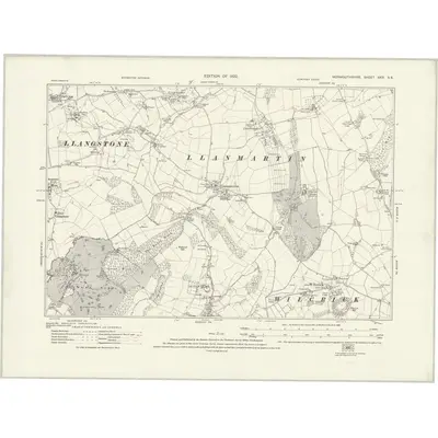 1917 Map of Monmouthshire XXIX.SE, 1922 Print