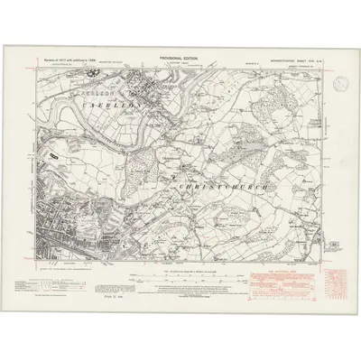 1938 Map of Monmouthshire XXIX.SW, 1947 Print