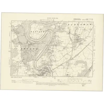 1900 Map of Monmouthshire XXVI.SW, 1903 Print