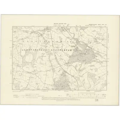 1899 Map of Monmouthshire XXVIII.NE, 1902 Print