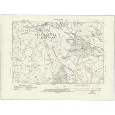 1917 Map of Monmouthshire XXVIII.NE, 1922 Print