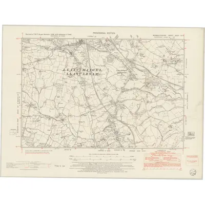 1949 Map of Monmouthshire XXVIII.NE, 1954 Print