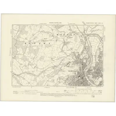 1899 Map of Monmouthshire XXVIII.SE, 1902 Print