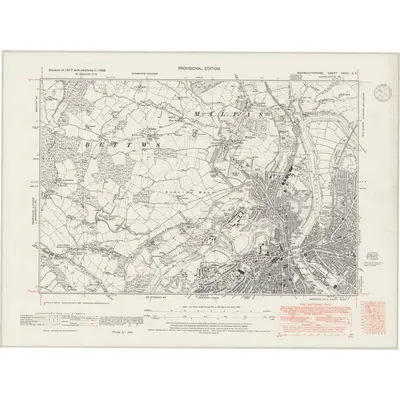1938 Map of Monmouthshire XXVIII.SE, 1947 Print