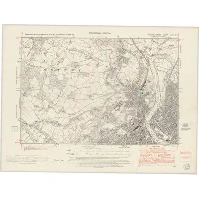 1948 Map of Monmouthshire XXVIII.SE, 1954 Print