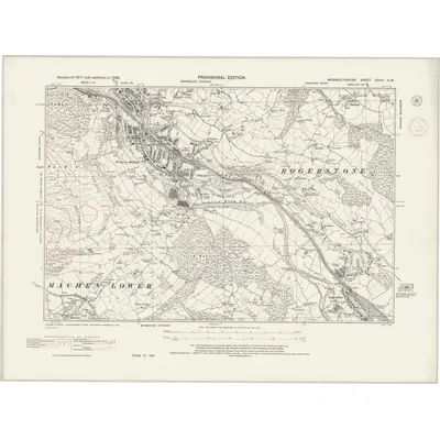 1938 Map of Monmouthshire XXVIII.SW, 1945 Print