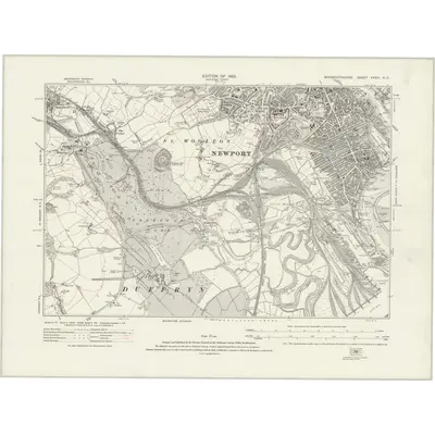 1916 Map of Monmouthshire XXXIII.NE, 1922 Print