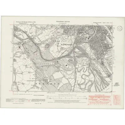 1938 Map of Monmouthshire XXXIII.NE, 1947 Print