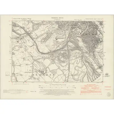 1948 Map of Monmouthshire XXXIII.NE, 1954 Print