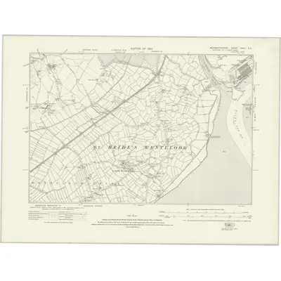 1916 Map of Monmouthshire XXXIII.SE, 1922 Print