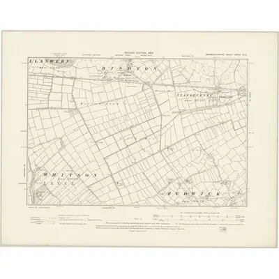 1899 Map of Monmouthshire XXXIV.NE, 1902 Print