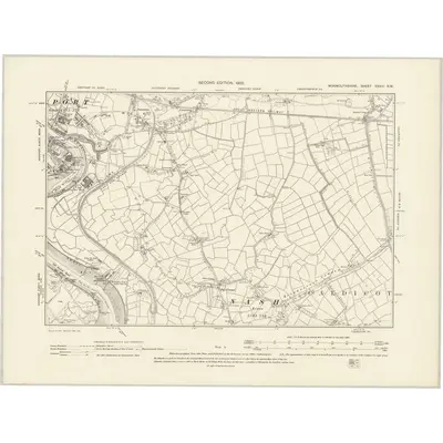 1899 Map of Monmouthshire XXXIV.NW, 1902 Print
